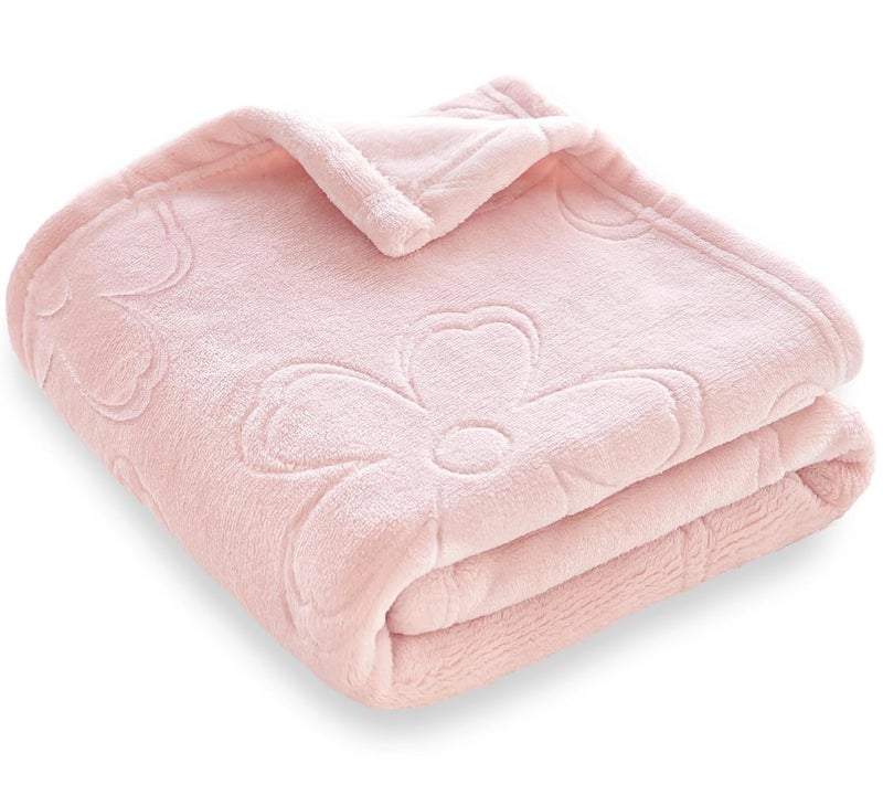 BORITAR Baby Blanket for Girls Ultra Soft Cozy Fleece Baby Blankets, Warm and Lightweight Toddler Blanket with Elegant Floral Printed for Bed Stroller Crib Travel, 30x40 Inch, Pink - Image 1